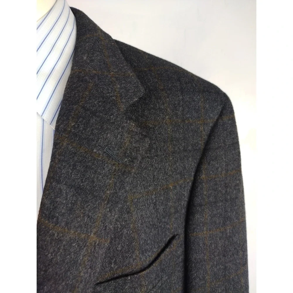 Brooks Brothers Men Sport Coat 42 Windowpane 2 Button Camel Hair Blazer Jacket - Picture 3 of 16
